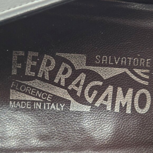 Vintage Salvatore Ferragamo Italy Mens 13D Black Leather Dress Shoes Bit Loafers - Picture 12 of 15